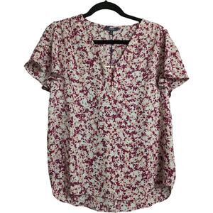 NWT NYDJ Fairy Dust Floral Flounce Sleeve V Neck Blouse Womens Size Small